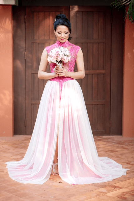 pink bridal gown 